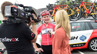 Steve Lampier is interviewed after his 2015 British Cycling Elite Road Series overall win