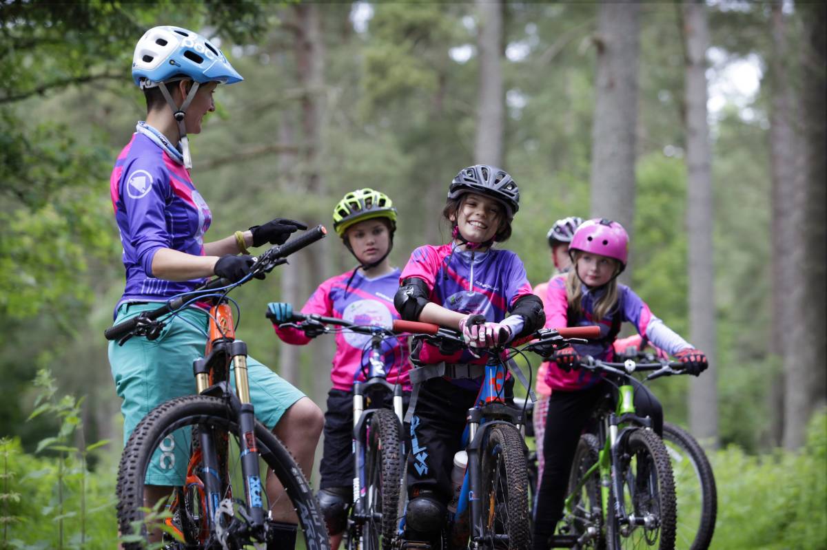 girls on mountain bikes