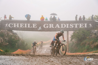 Charlie Aldridge competes in men's elite European MTB race