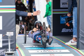 Callum Russell in the men's H4 TT at the 2024 UCI Para-cycling road world championships