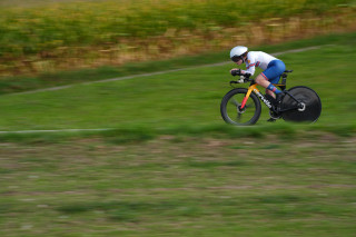 Morgan Newberry in the women's C5 TT at the para-cycling road world championships in Zurich