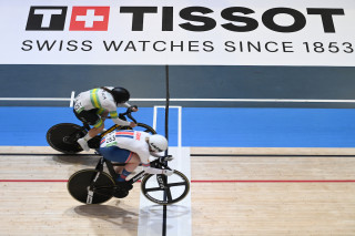 Emma Finucane in the women's keirin at the 2024 UCI Tissot Track World Championships