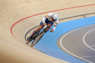 Marcus Hiley in the men's sprint at the 2024 UCI Tissot Track World Championships