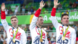 Team GB's Phillip Hindes, Jason Kenny and Callum Skinner win team sprint gold at the Rio Olympic Games