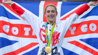 Team GB's Laura Trott celebrates omnium gold in Rio