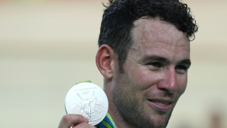 Team GB's Mark Cavendish celebrates silver in the omnium at the Olympics